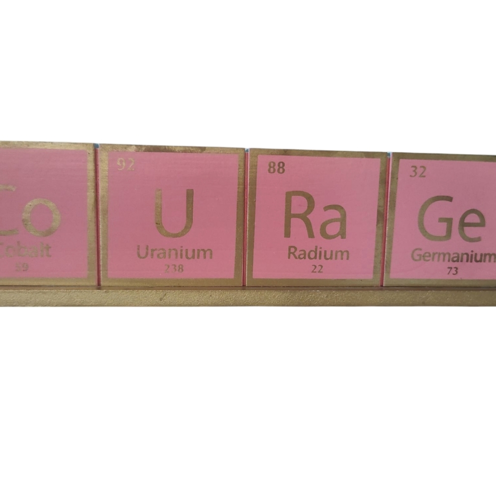 Pink and Gold Element Wood Blocks Periodic Table Decor